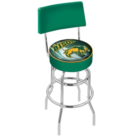 Holland Bar Stool Co 25" Chrome 2-Ring North Dakota State Swivel Bar Stool, Back L7C425NDakSt-G-D2